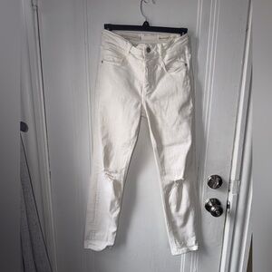 Pilcro and the Letterpress Cream High-Rise Slim Jeans